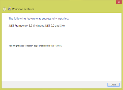 Windows 8 Features Successfully Installed
