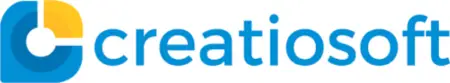 Logo of Creatiosoft featuring a stylized blue letter 'c' integrated with a yellow circle, symbolizing poker software, followed by the word "creativosoft" in blue lowercase letters.