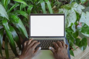 photo of laptop with blank display