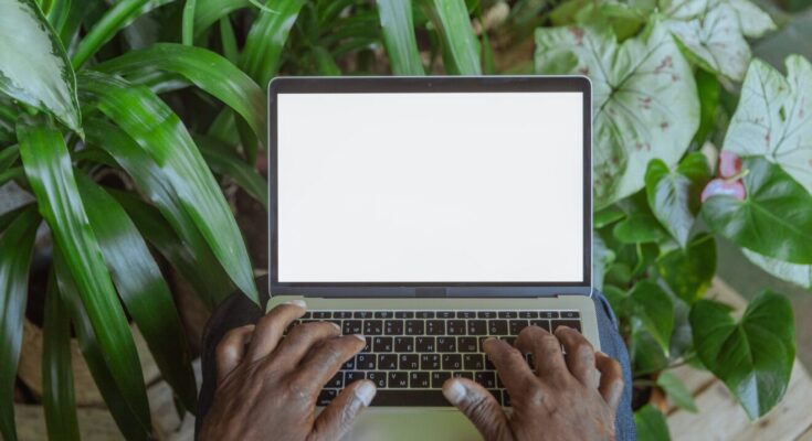 photo of laptop with blank display