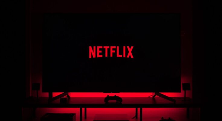 netflix logo on black television