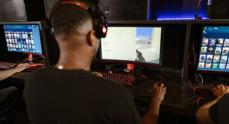 man playing counter strike