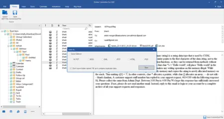 Screenshot of the Stellar Converter for NSF software interface showing an open email conversion task from NSF to PST format, with menus and options visible, and an email displayed in the preview pane.