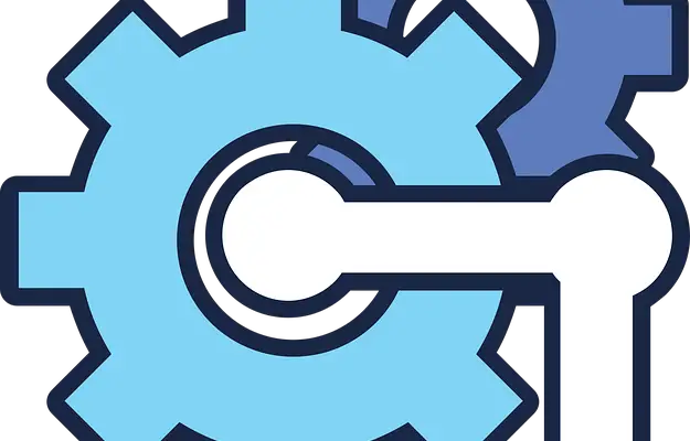 Icon depicting three interlocking gears in blue tones, with a white key inserted into the central gear, symbolizing concepts of access, security, or VPN configuration.