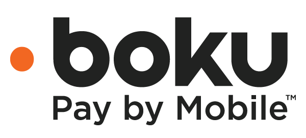 Logo of Boku pay by mobile, featuring the word "Boku" in lowercase black letters and "pay by mobile" in smaller text, with an orange dot above the letter 'o'.