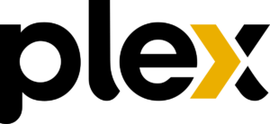 A yellow right-pointing chevron on a black background, resembling a Plex TV interface element, creates a stark contrast and sense of direction.