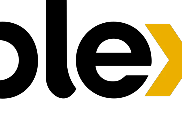 A yellow right-pointing chevron on a black background, resembling a Plex TV interface element, creates a stark contrast and sense of direction.