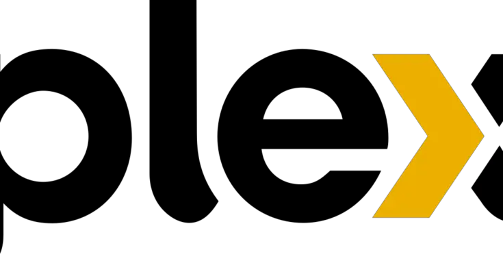 A yellow right-pointing chevron on a black background, resembling a Plex TV interface element, creates a stark contrast and sense of direction.