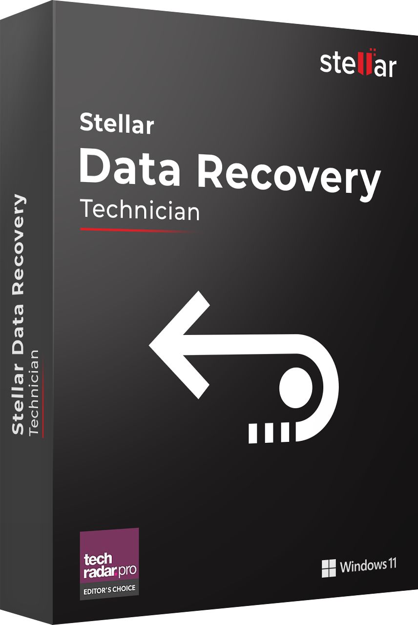 Advertisement for RAID data recovery software featuring a large white arrow and the Windows 11 logo, indicating compatibility. Award badge from TechRadar Pro at the bottom.