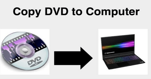 DVD and an arrow pointing to a laptop