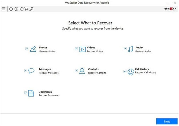 Ste;;a Data Recovery for Android - Select What to Cover