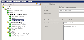 3 1 Set Task Sequence Variable step configured with OSDComputerName and %SERIALNUMBER%