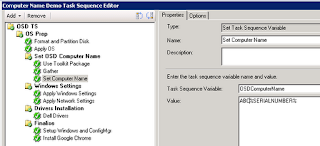 4 1 Set Task Sequence Variable step with a custom prefix before %SERIALNUMBER%