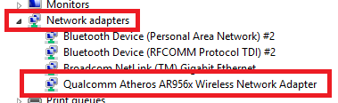 1 Device Manager Network Adapters tree showing the wireless adapter properties