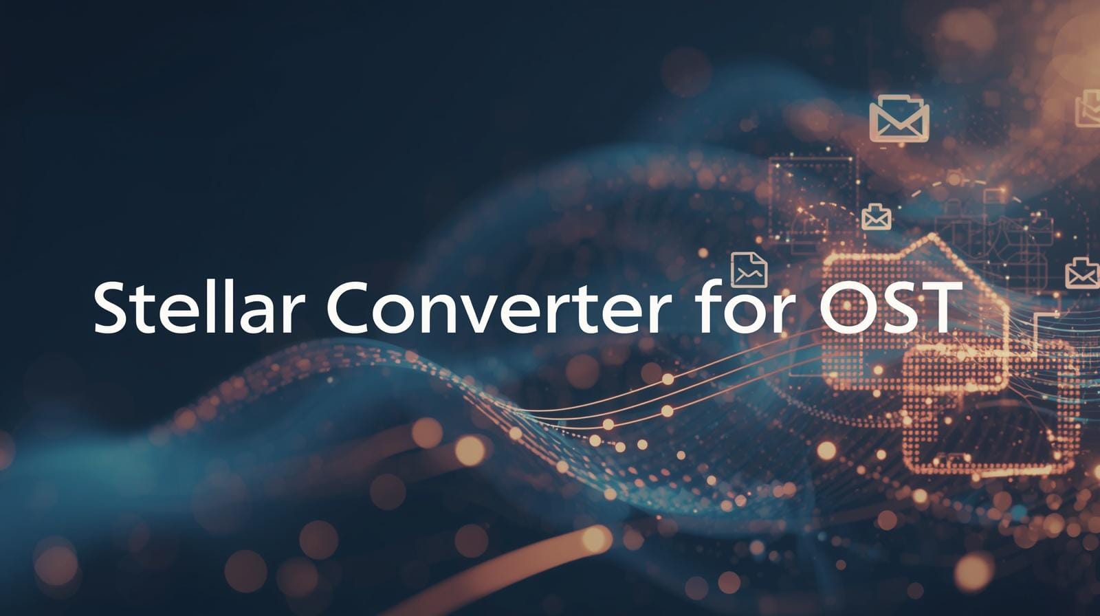 Create a modern professional featured image for a tech blog article titled ‘Stellar Converter for OST. Use a clean bright high‑contrast colour palette with sharp edges and minimalistic g