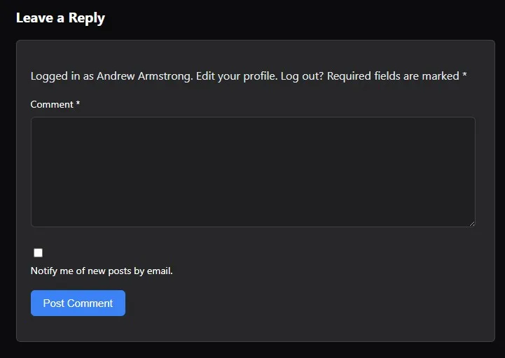 Comments Comment section styling in NeoDark