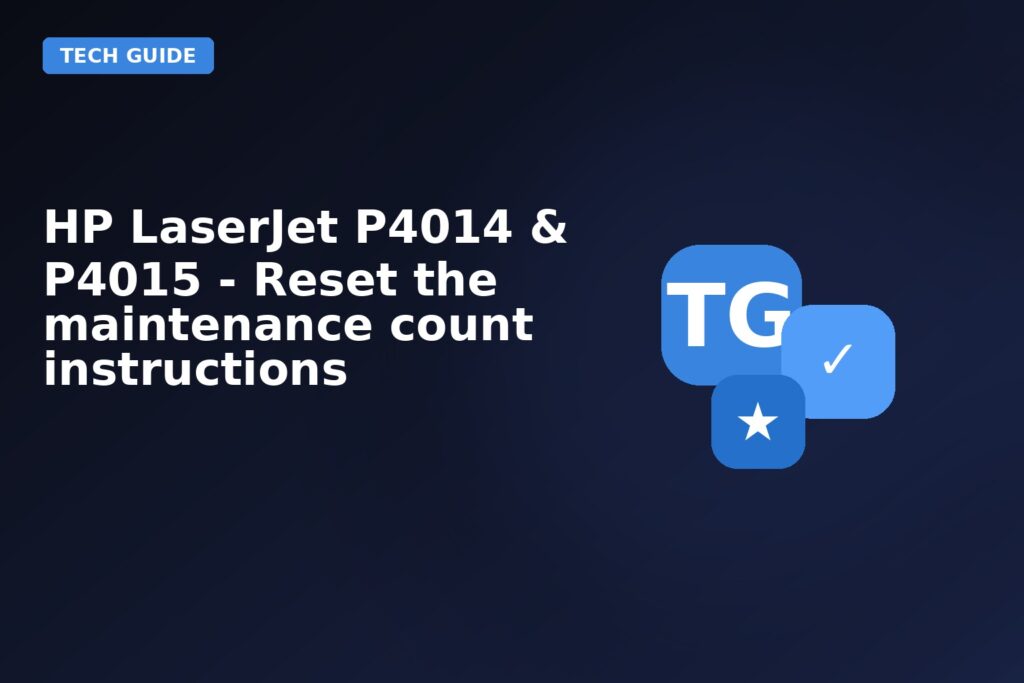 Hp Laserjet P4014 P4015 Reset The Maintenance Count Instructions