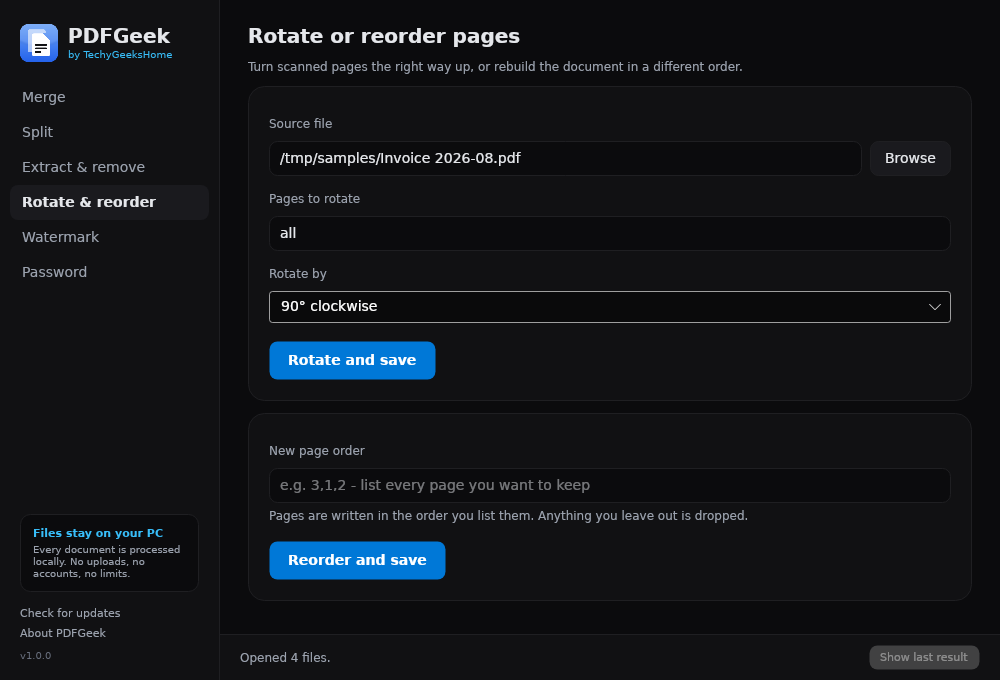 pdfgeek rotate Rotating sideways scans and reordering pages