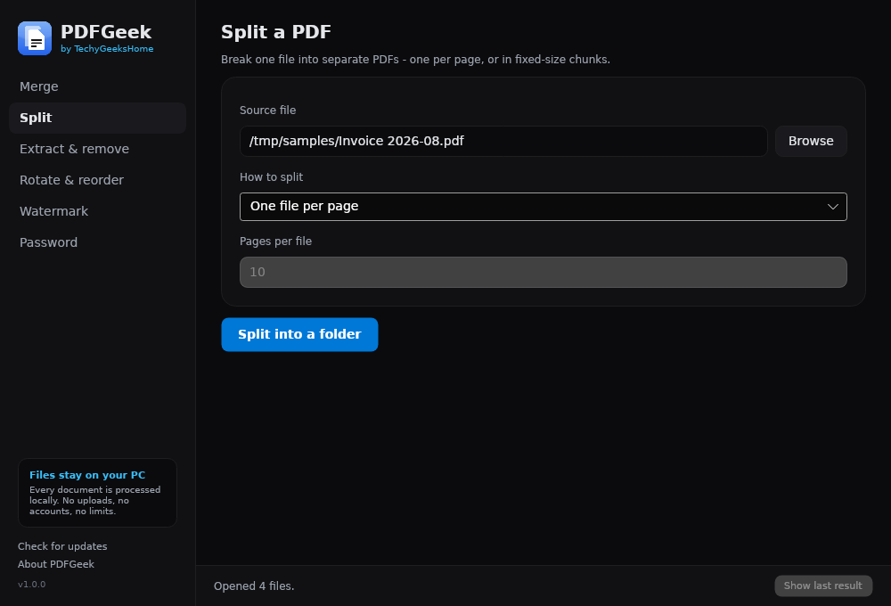 pdfgeek split Splitting a PDF into single pages or fixed-size chunks
