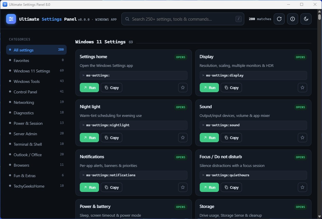 Ultimate Settings Panel 8.0 (Windows App)