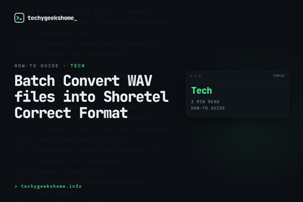 Batch Convert WAV files into Shoretel Correct Format