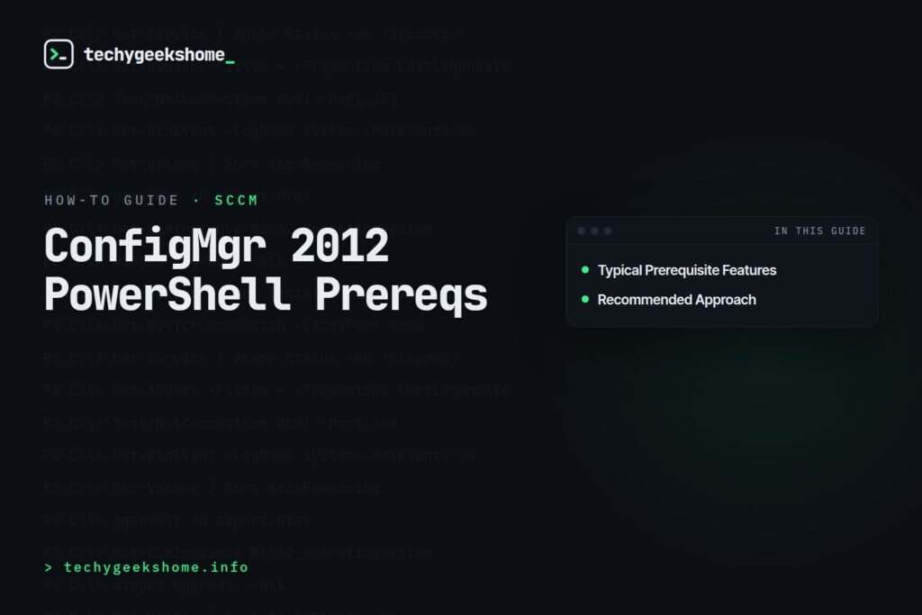 Configuration Manager 2012 Powershell Pre-req Commands