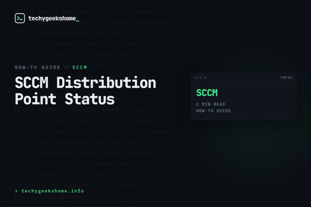 SCCM Distribution Point Status: Reporting on Every DP's Health