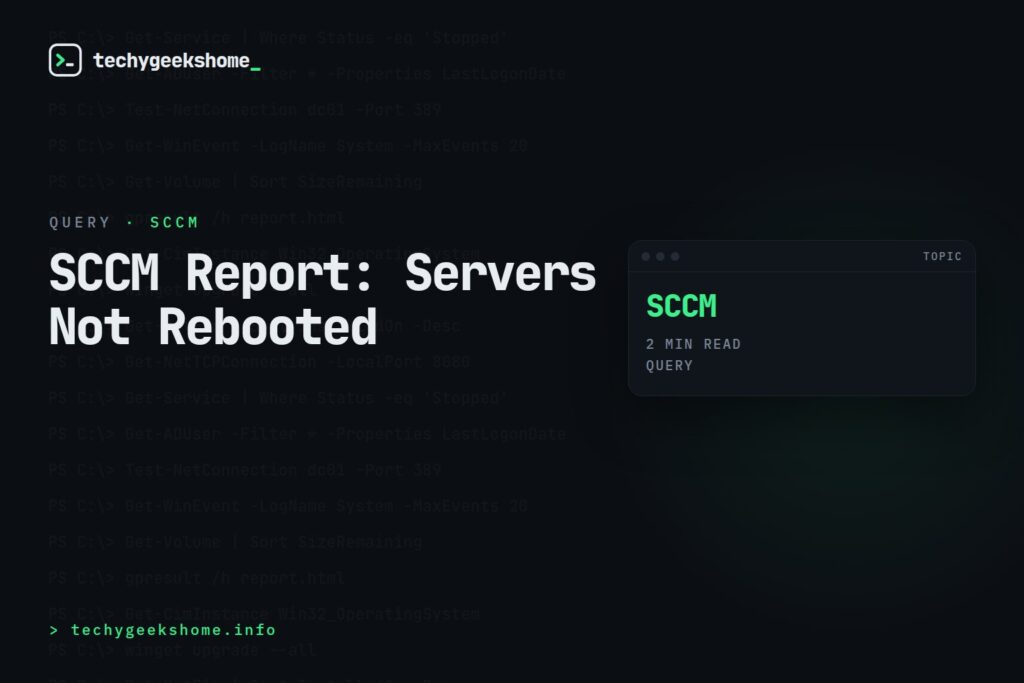 Configuration Manager Report Query for Servers not rebooted in the last week