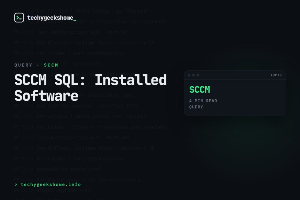 Configuration Manager SQL Query for Installed Software Per Machine & Per Collection