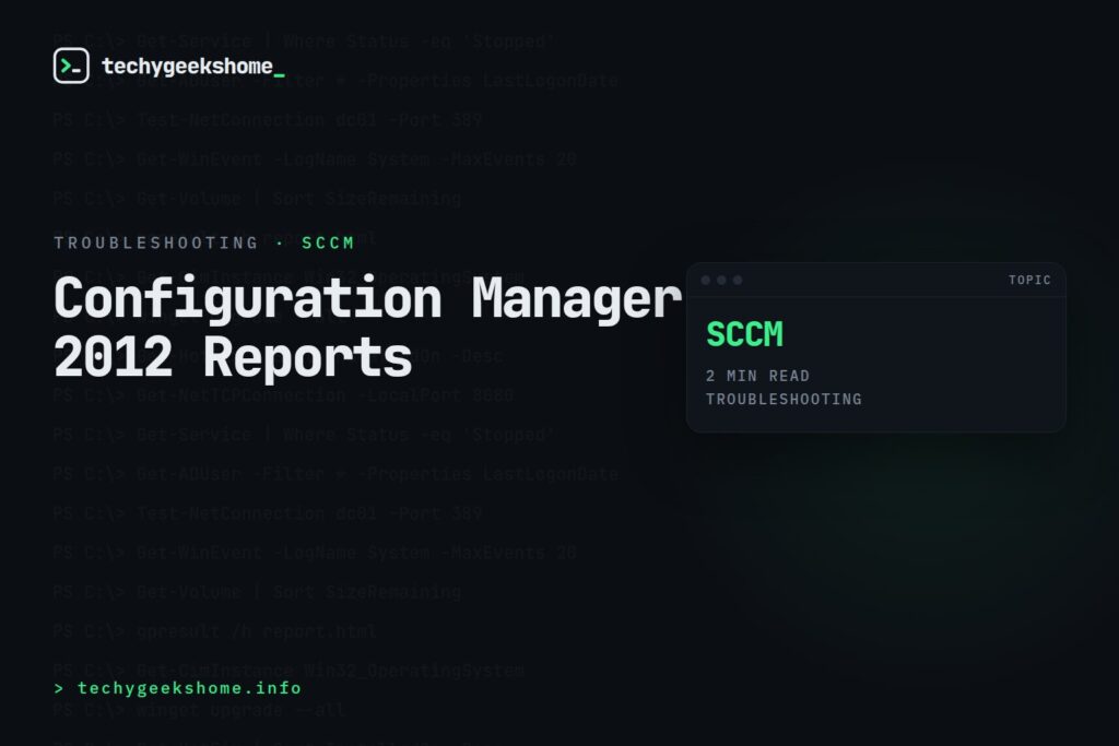 Configuration Manager 2012 Reports: Fixing the Console Create Report Error