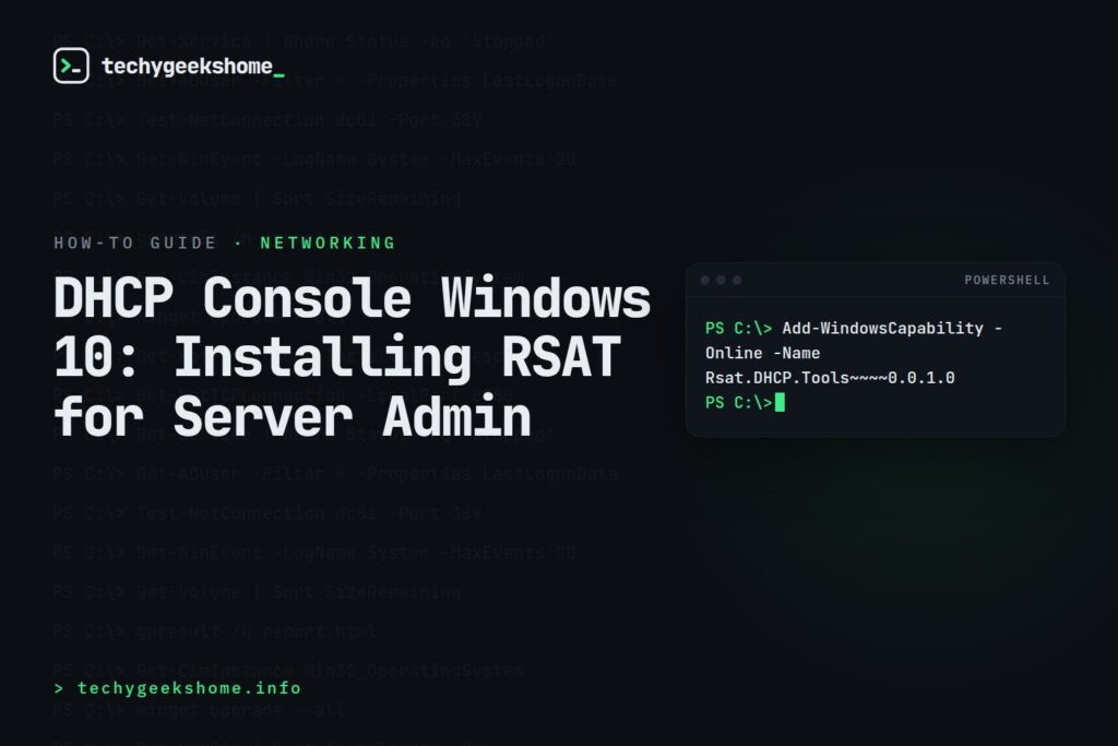 DHCP Console Windows 10: Installing RSAT for Server Admin