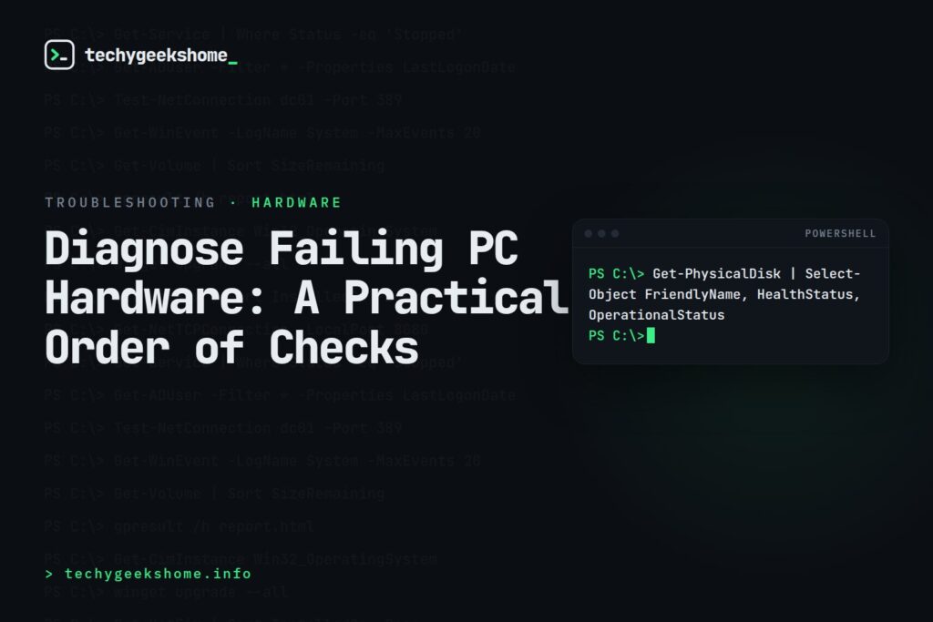 How to Diagnose Failing PC Hardware: A Practical Order of Checks