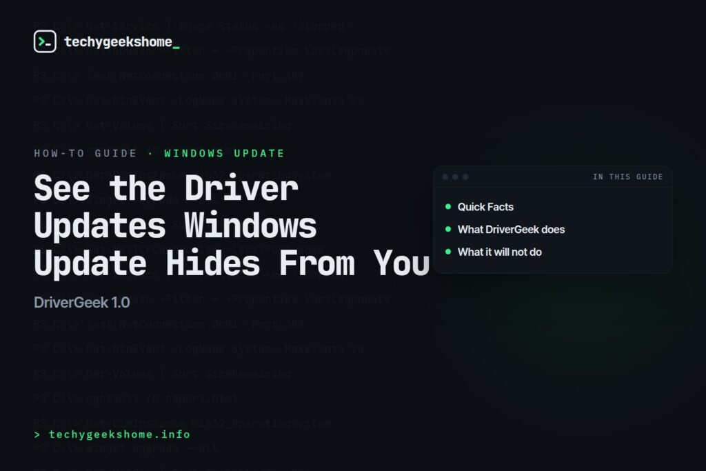 DriverGeek 1.0: See the Driver Updates Windows Update Hides From You