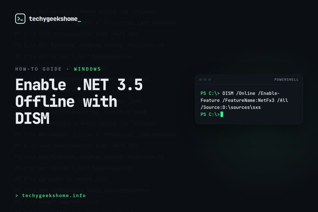 Enable Net Framework 3.5 PowerShell: Offline Install Steps