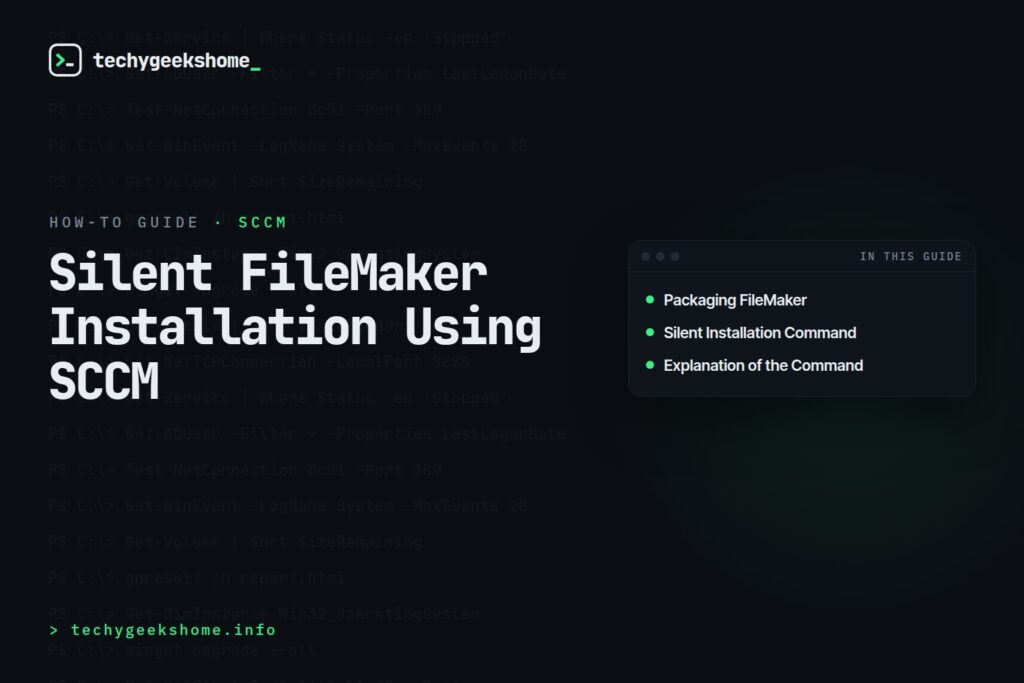 Silent FileMaker Installation Using SCCM