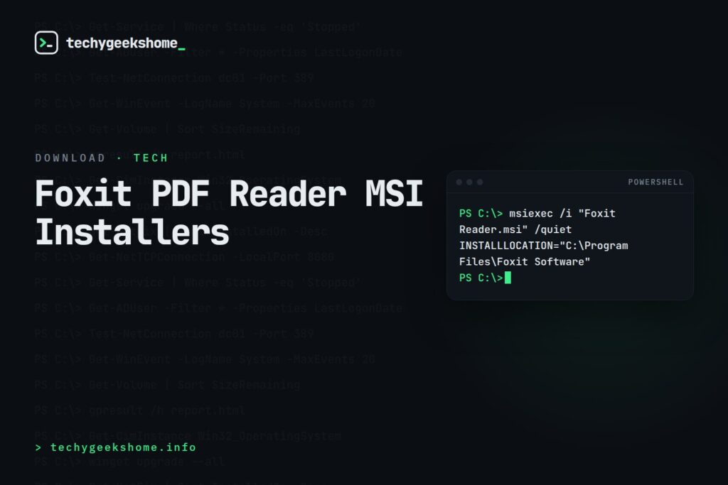 Foxit PDF Reader MSI Installers