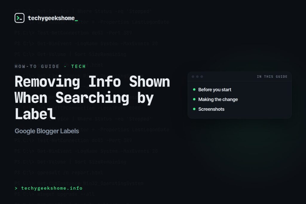 Google Blogger Labels: Removing Info Shown When Searching by Label