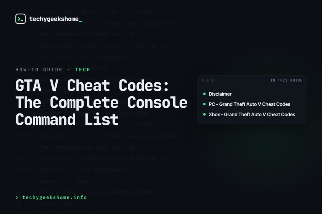 GTA V Cheat Codes: The Complete Console Command List