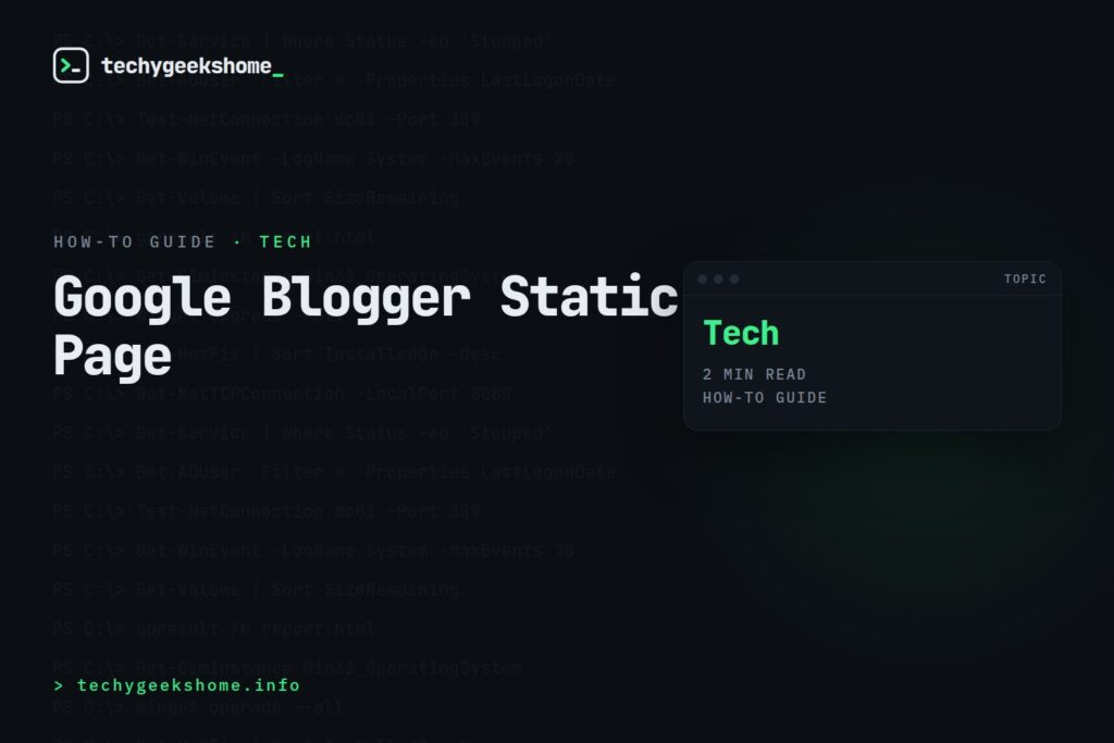 Google Blogger Static Page: Adding One Without It Hitting Your Menu