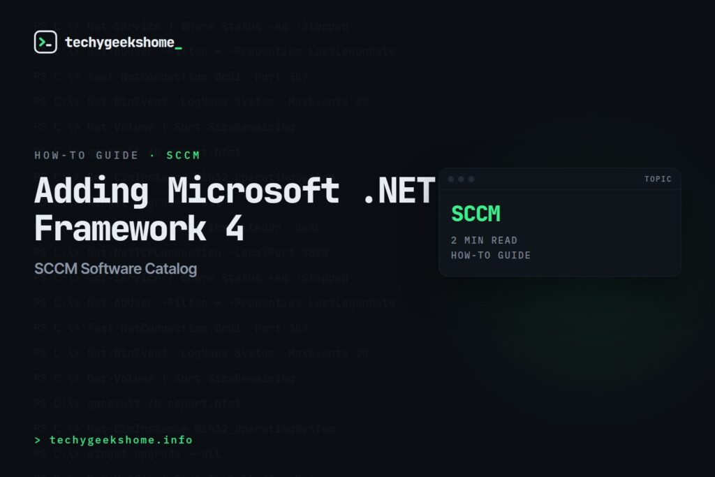 SCCM Software Catalog: Adding Microsoft .NET Framework 4