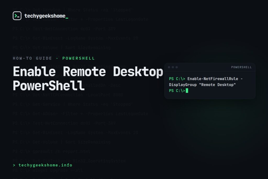 Enable Remote Desktop PowerShell: Turning On RDP Without the GUI