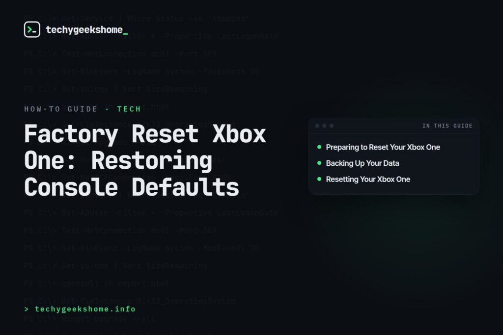 Factory Reset Xbox One: Restoring Console Defaults