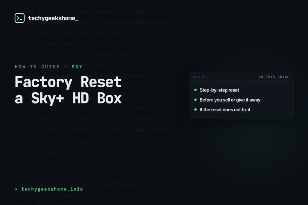 Factory Reset Sky+ HD: Resetting Your Box