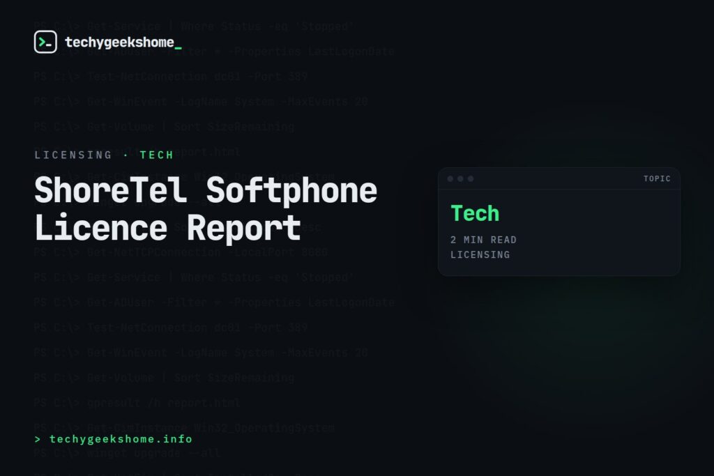 How to find out who has Shoretel Softphone licences applied to their account