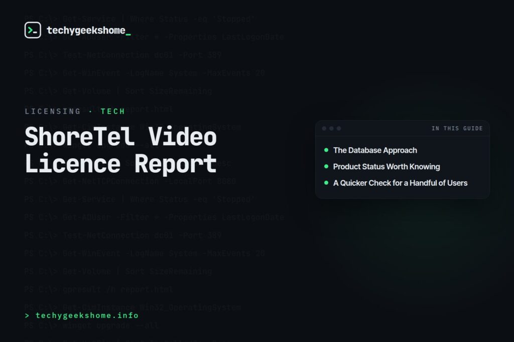 How to find out who has Shoretel Video Calls licences applied to their account