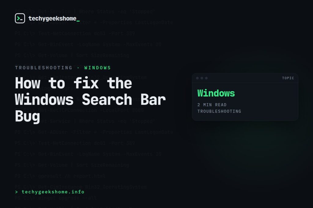 How to fix the Windows Search Bar Bug