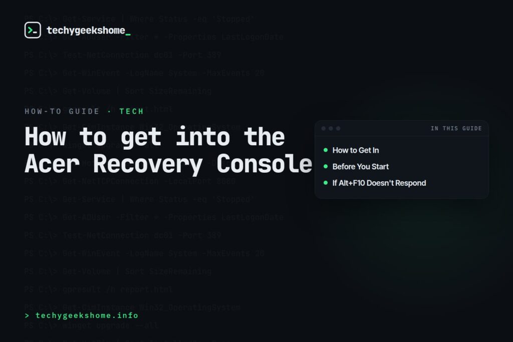 How to get into the Acer Recovery Console