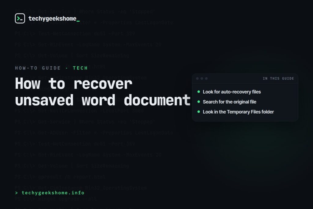 How to recover unsaved word document