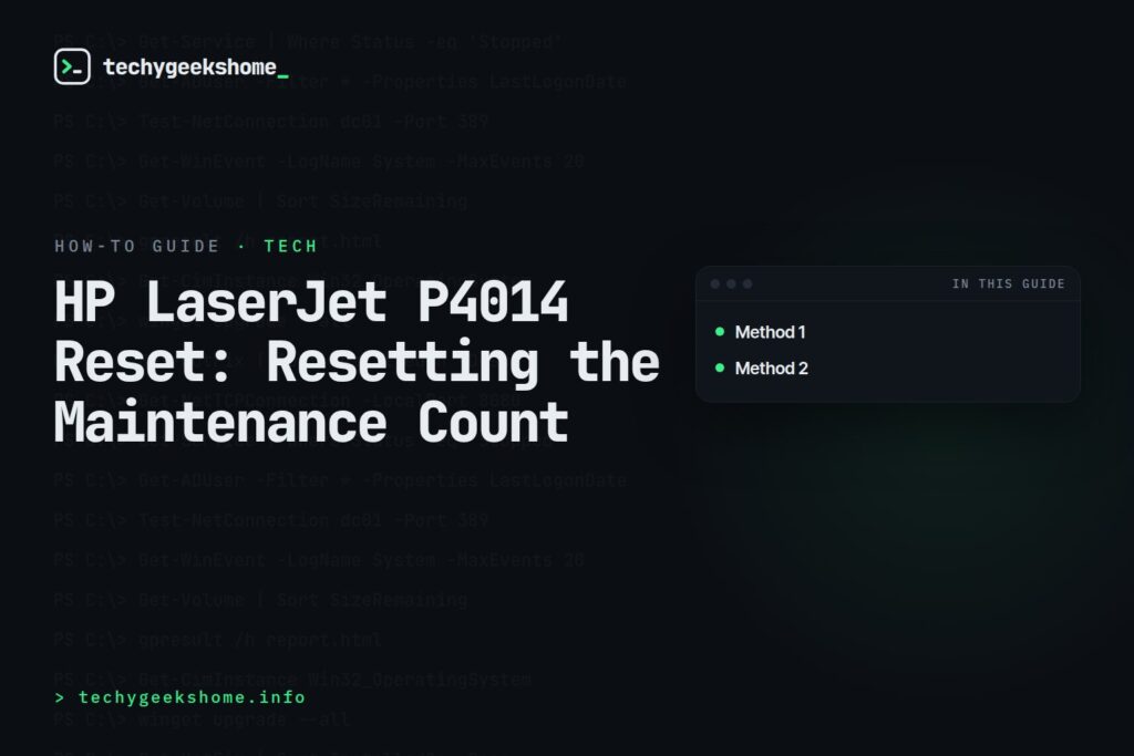 HP LaserJet P4014 Reset: Resetting the Maintenance Count