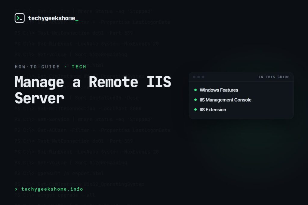 IIS Management Console to connect to a remote IIS Server